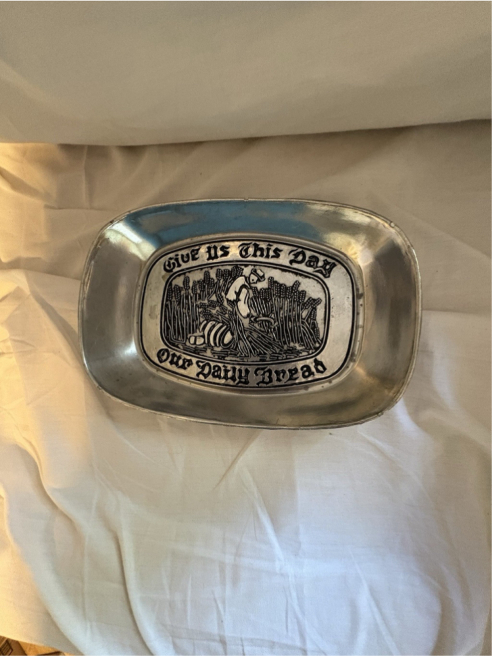 Vintage Wilton Armetale Pewter Bead Tray And/or Decor Spiritual Christianity